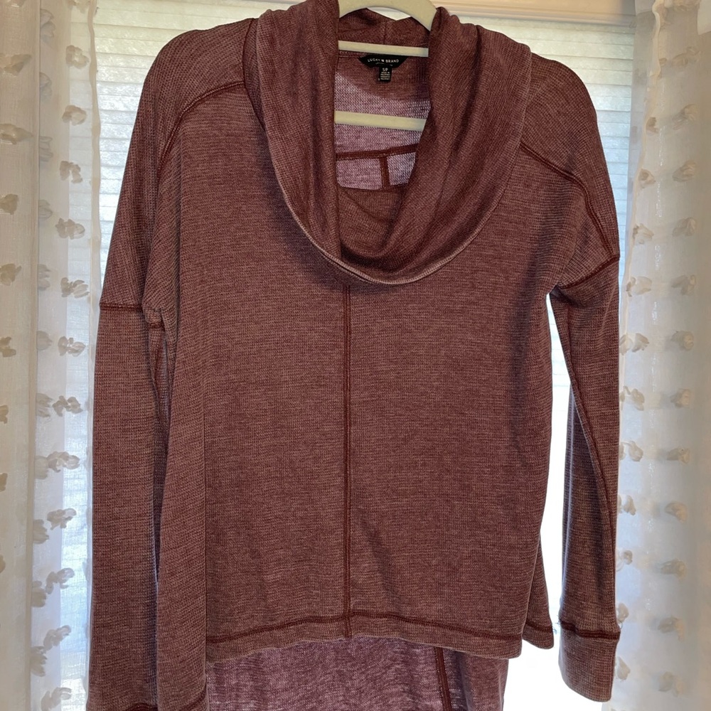Lucky Brand Scoop Neck Knit top- waffle style fabric knit